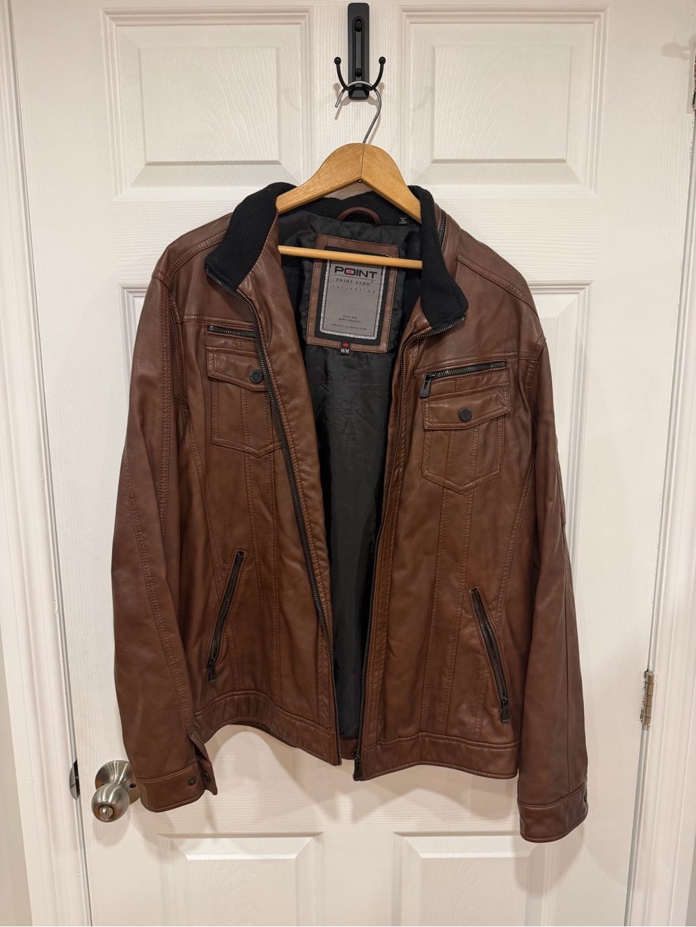 Point Zero Brown Bomber Jacket with Black Collar